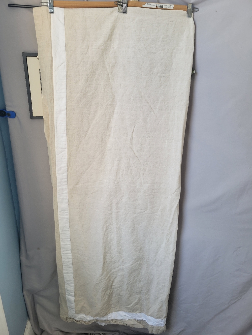 India's Heritage Frame Bordered Stripe Linen Cotton Curtain Panel 51 x 108
